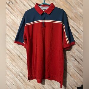 Tommy Hilfiger vintage polo collared button shirt 3 tone stripes XXL 100% cotton